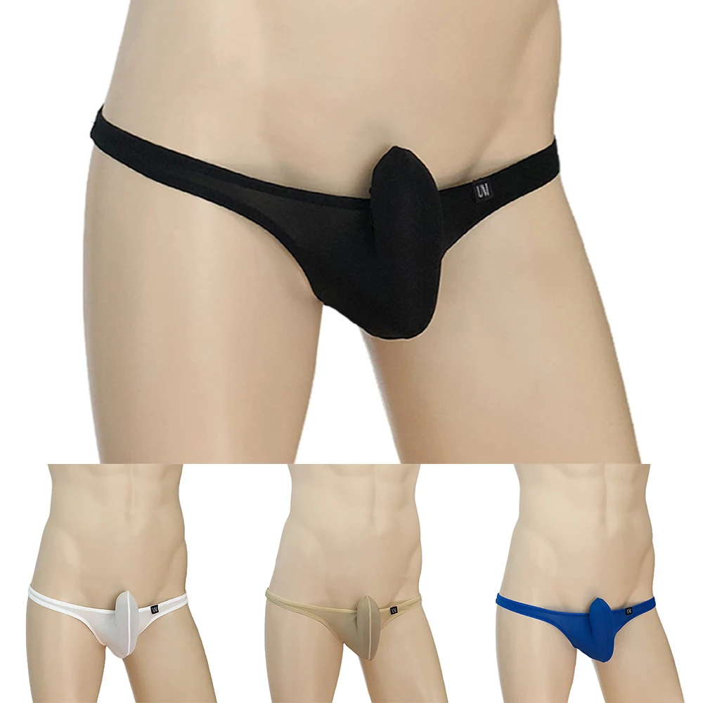 

Mens Upturned Bulge Pouch Underwear Low Waist Panties Transparent Sheer Lingerie Brief Ice Silk Thong Summer Underpant