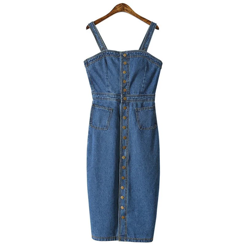 

Summer Autumn Women Denim Dress Sundress Sarafan Overalls es Vintage Blue Sexy Bodycon Casual Female Jeans
