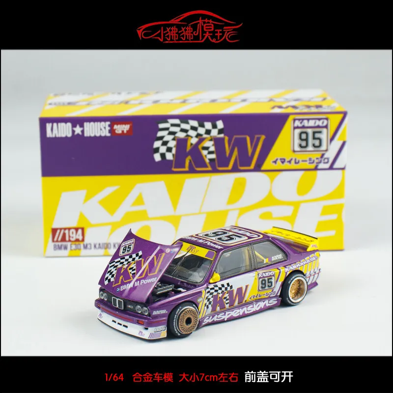 Фото Модель автомобиля MINI GT 1:64 KAIDO 1:64 House BMW M3 E30 Works EF, литая модель из сплава, коллекционные модели для взрослых, игрушки для мужчин. №2