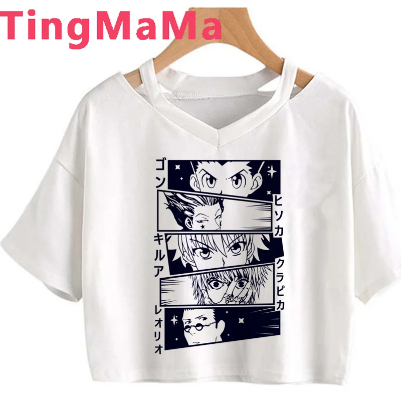 Japanese Anime Hunter X T Shirt Women Kawaii Cartoon Y2k Aesthetic Clothes Grunge Graphic Killua T-shirts Female |