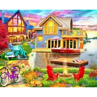 gatyztory color house painting by numbers for adults children 60x75cm frame diy gift acrylic oil picture by number wall arts