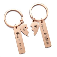 customize combination heart keychain stainless steel gifts for couple