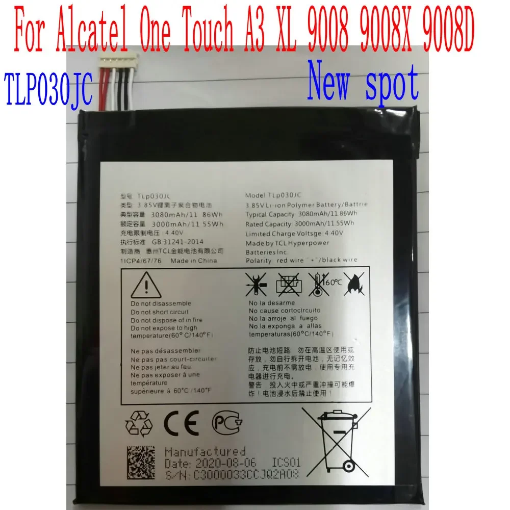 Новый аккумулятор TLP030JC для мобильного телефона Alcatel One Touch A3 XL 9008 9008X 9008D