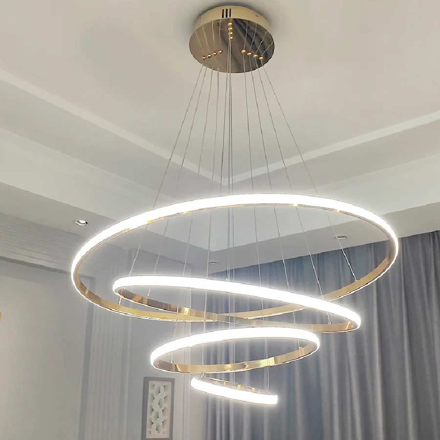 

Gold/chrome plating modern led chandelier lighting for living room bedroom hanging lighs Kitchen Ring chandeliers
