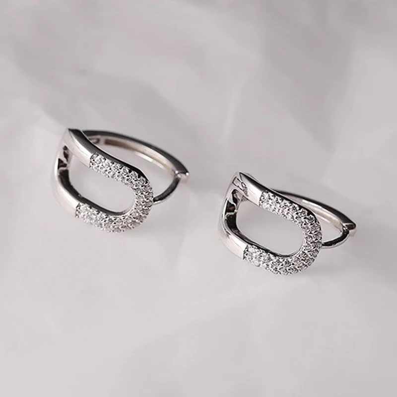 Huitan Женские Модные Серьги-кольца Изогнутые Овальные Циркониевые Серьги