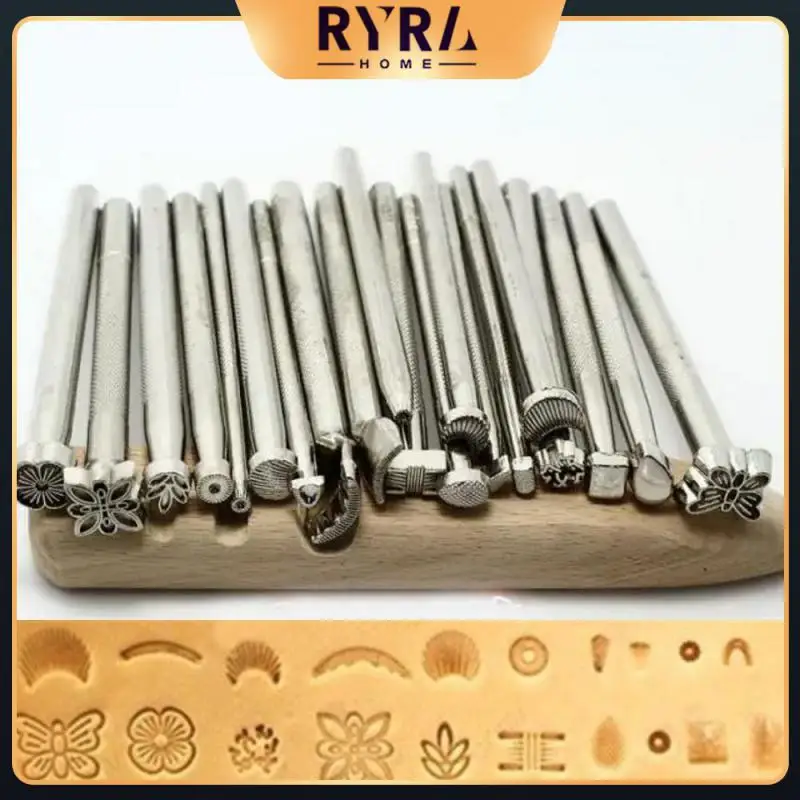 

20pcs Metal Stamping Punch Tool Tang Dynasty Flower Design DIY Vegetable Leather Stamper Leather Craft Printing Punch Stamps Set