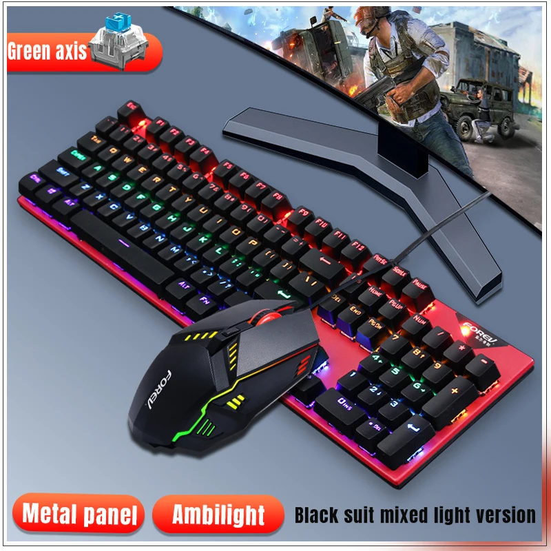 

104 Keys Hot Swappable Mechanical Key Board Blue Switch Backlit Transparent Characters Gaming Keyboards Mouse For Tablet Desktop