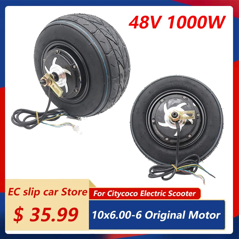 

10x6.00-6 48V 1000W Original Motor for Citycoco Electric Scooter Hub Motor Wheel Thickened Anti-skid Tubeless Tire Accessories