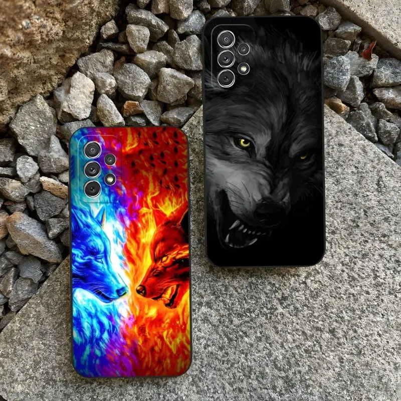 

The Wolf Phone Case For Sumsung S23 S22 S21 Plus Ultra A13 A23 A33 A53 A52 A51 A22 A30 A32 A50 Black Soft Cover