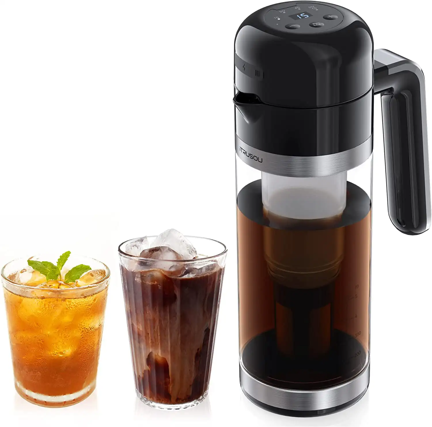 

Portable Electric Cold Brew Coffee Maker, 15-Min Cold Brew Iced Tea & Coffee Maker, Black Ice Cold Brewer Machine or Pitcher