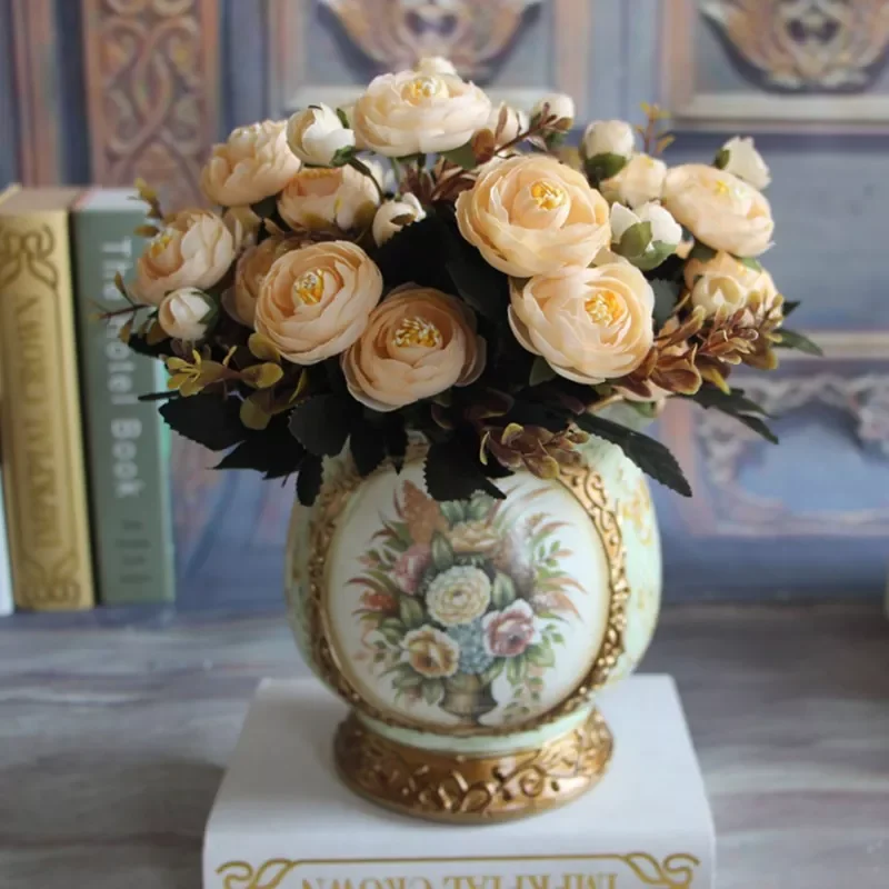 

rose Artificial Flowers Fake Peony Vivid Bouquet Peony 6 Head Artificial Plants Bridal Hydrangea for Home room Decoration