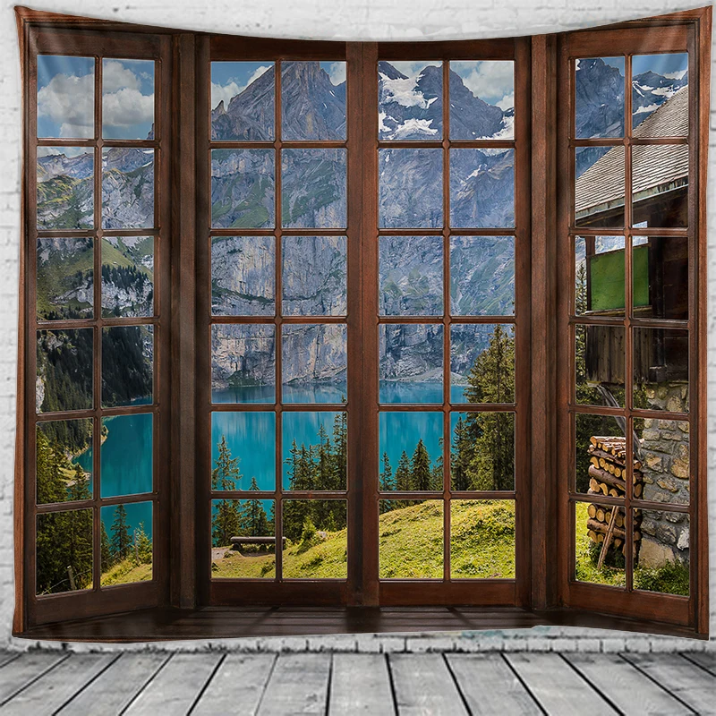 

Stereo Window View Decoration Tapestry Hippie Wall Bohemian Style Decoration Tapestry Bedroom Dormitory Wall Hanging