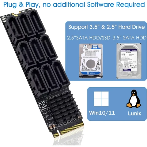 IRhasta адаптер M.2 NVME на 9 портов SATA3.0