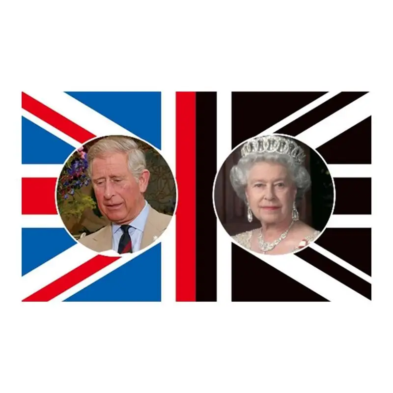 

Union Jack King Queen Flags Flying Polyester England Charles III King Flags Queen Memorial Banner For Women Men Fadeless British