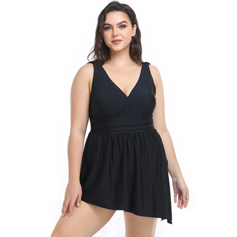 

Женский однотонный купальник, модель 2023 года, Раздельный купальник с юбкой, женский купальный костюм большого размера, юбка, пляжная одежда, купальный костюм