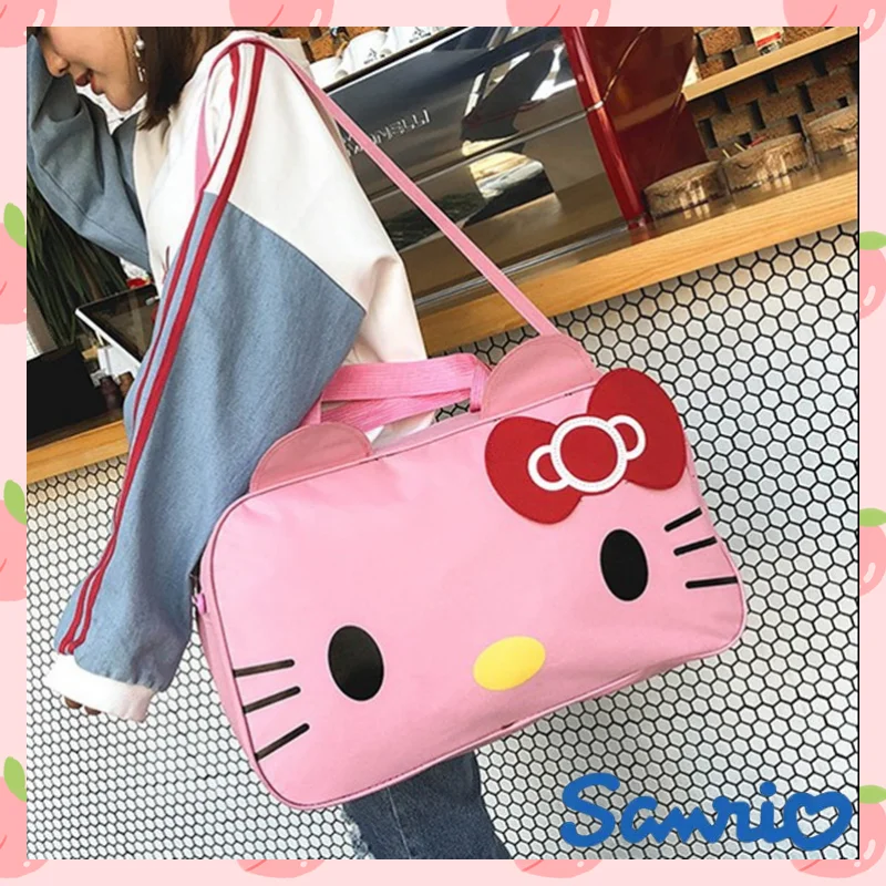

Дорожная сумка Kawaii Sanriod с аниме Kt Cat, спортивная сумка, мультяшная вместительная упаковка, портативная багажная сумка, сумка через плечо, сум...
