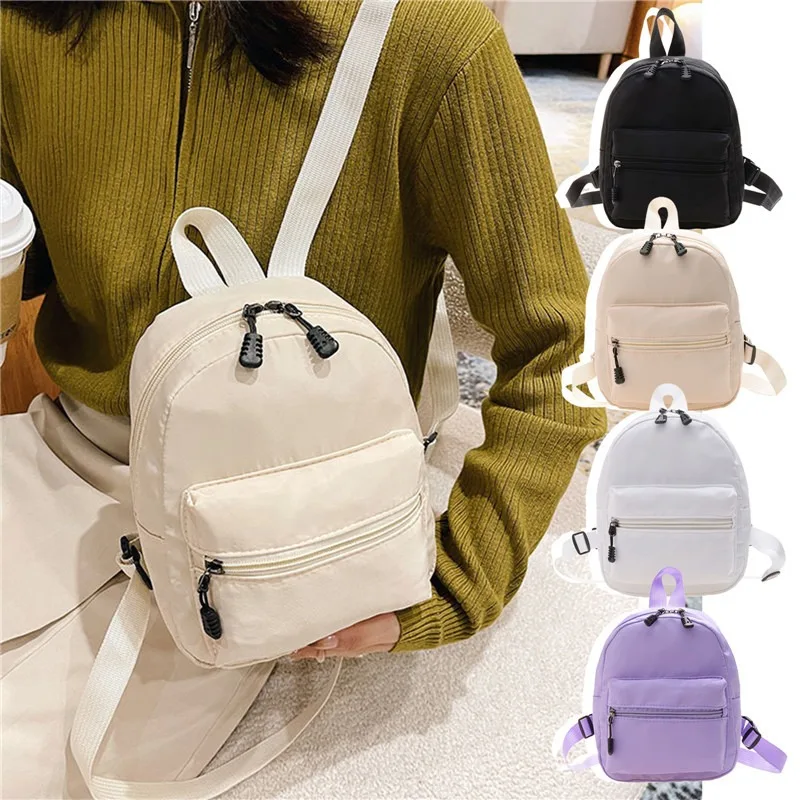 

Mini Women's Backpacks Trend Nylon Female Bag Small School Bags White Rucksack for Teen Girls Fashion Casual Backpack