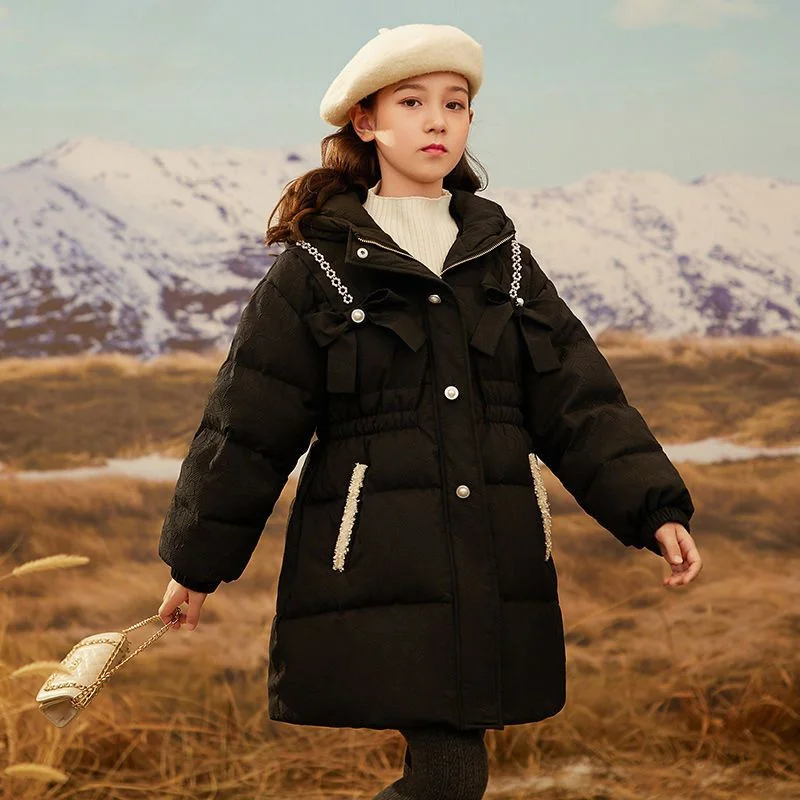 

Girls Down Coat Jacket Cotton Windbreak Outwear 2023 Casual Warm Thicken Velvet Winter Skiwear Plus Size Children's Clothing
