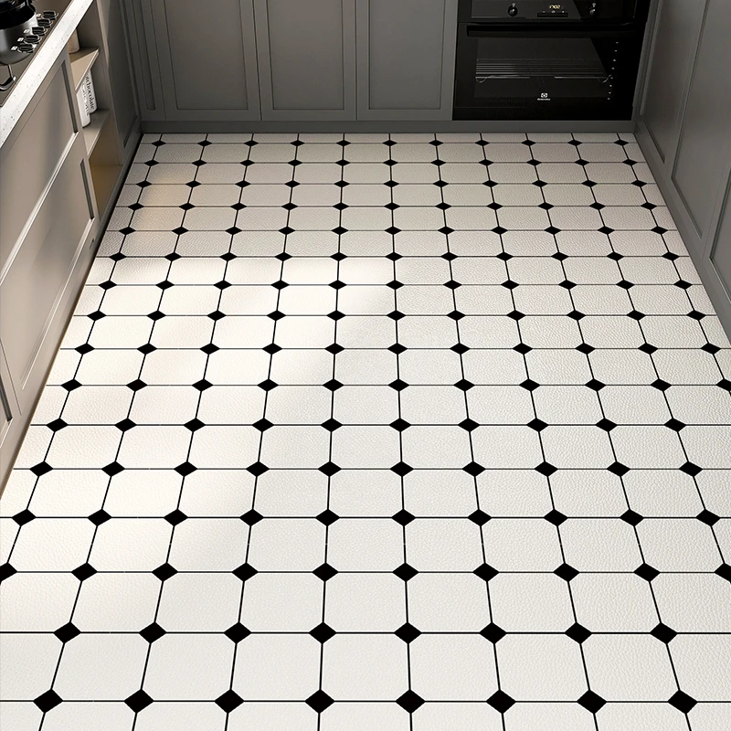 

Kitchen Pvc Floor Mats Plaid Carpet Waterproof Non-slip Mat Home Decor White Rug Size Custom Tapete Para Cozinha Tapis Cuisine