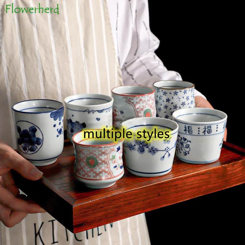 

Ceramic Tea Cup Teaware Water Cup Commercial Hand-painted Japanese Retro Water Cup Sushi Cooking Coarse Pottery Tea Set