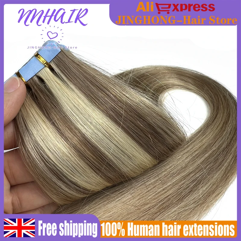 NNHAIR Invisible Tape In Human Hair Extensions 100% Remy Human Hair Extensions Skin Weft Thick High Quality For Woman