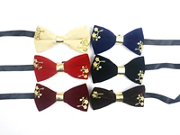 fashion solid color mens bow tie velvet metal flower butterfly costume red khaki groom banquet novelty male accessories gift