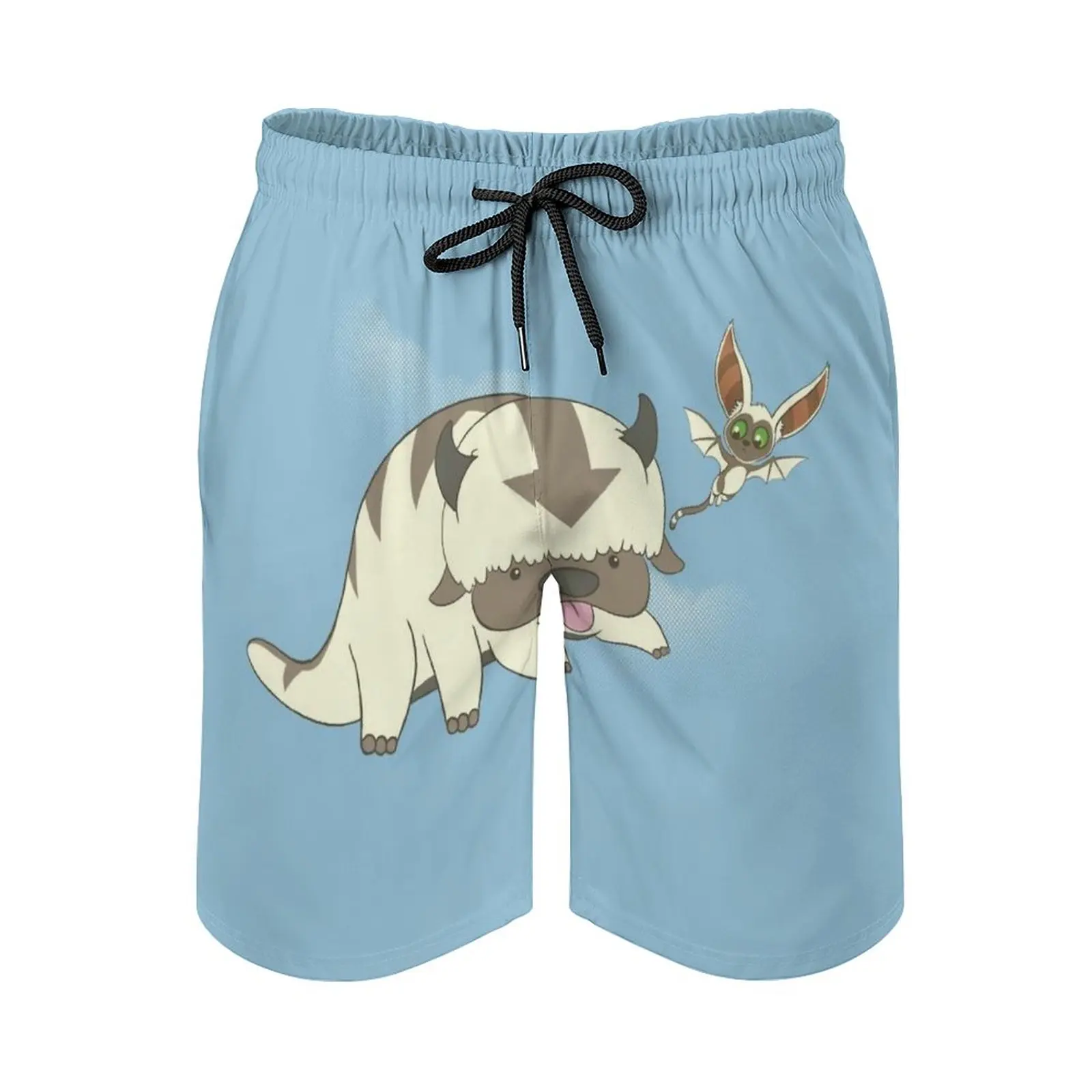 

Flying Buddies Men'S Beach Shorts Swim Trunks With Pockets Mesh Lining Surfing The Last Airbender Legend Aang Appa Momo Water