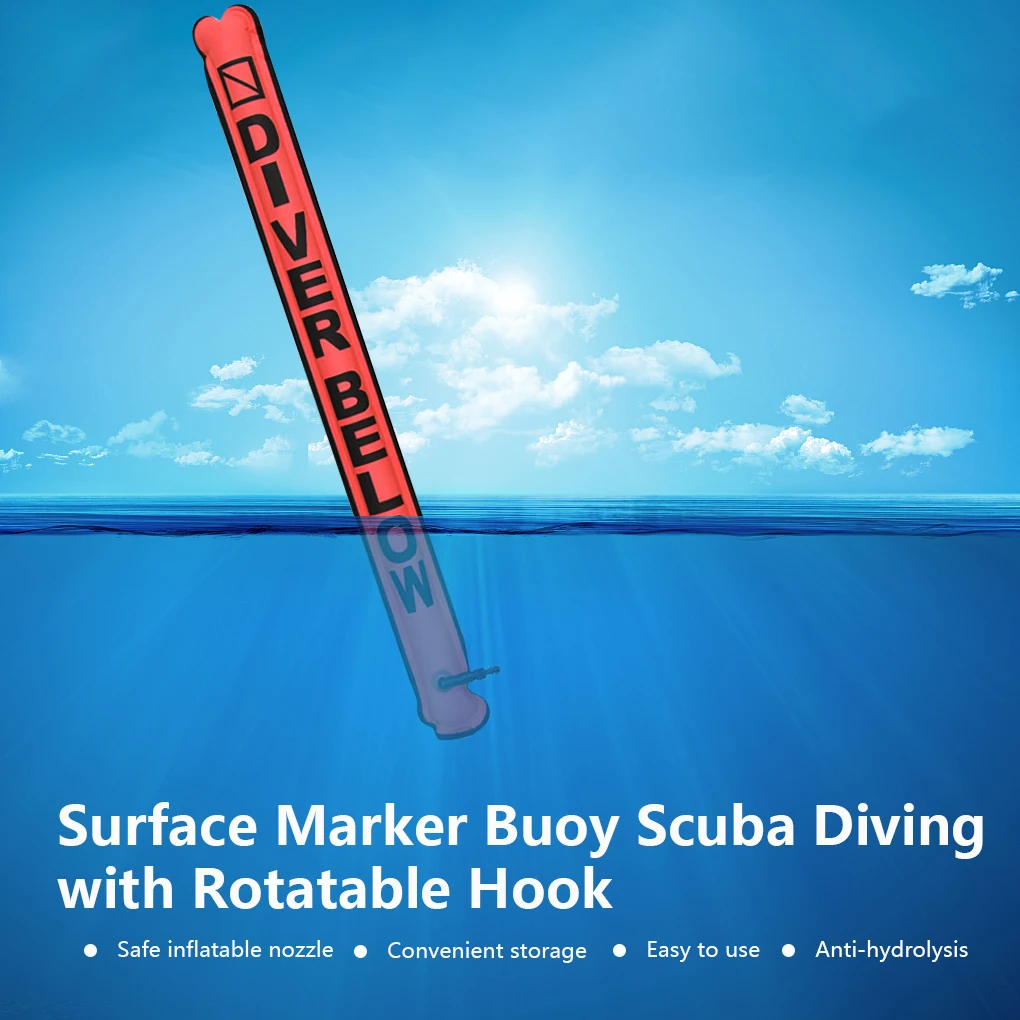 

Маркер для поверхности, буй для подводного плавания с поворотным крючком, видимость SMB, безопасный поплавок для погружения под водой, флуоресцентный аксессуар