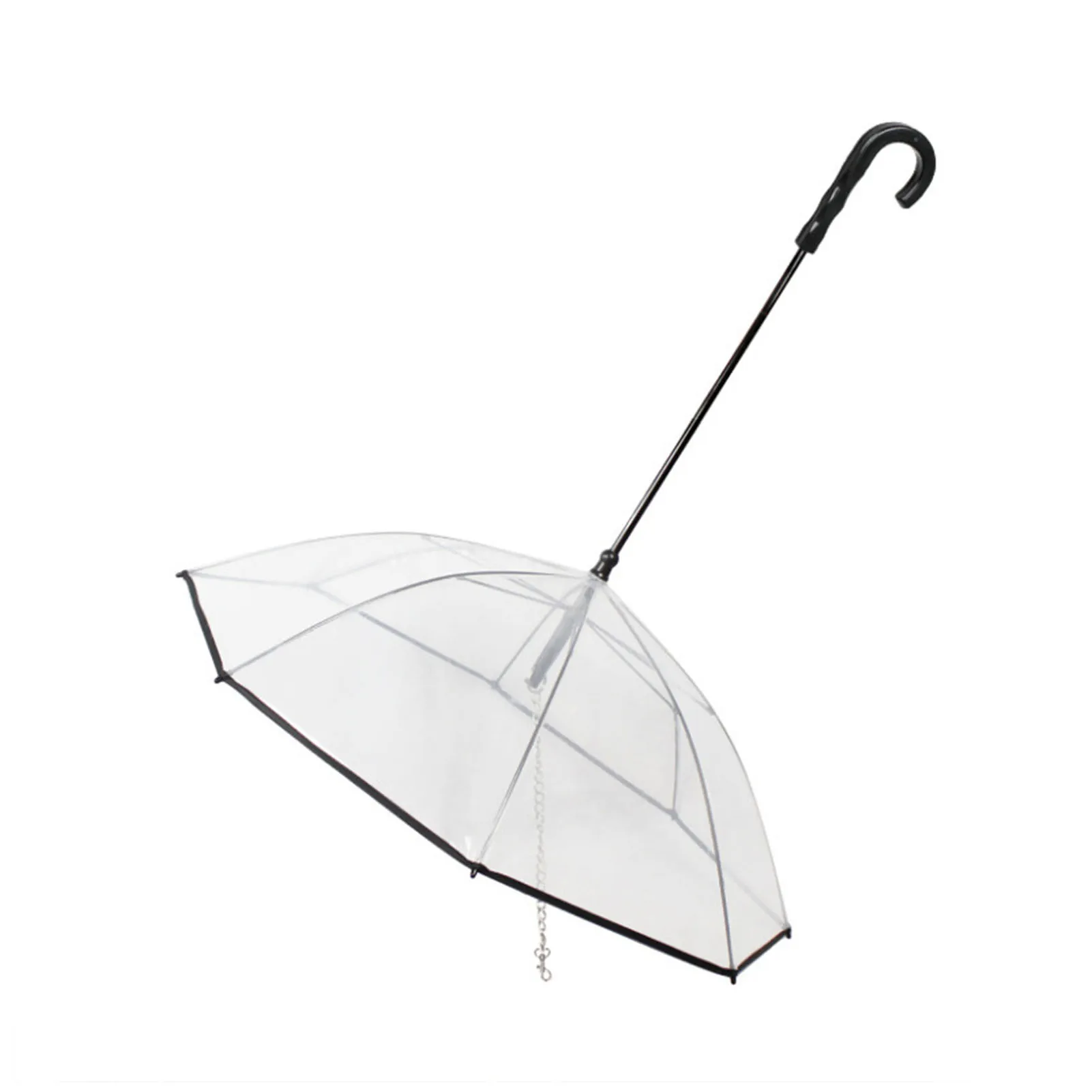 Portable Adjustable Angle Cover Transparent Rainy Day Puppy Dog Walking With Leash Rope Pet Umbrella Waterproof Outdoor Travel