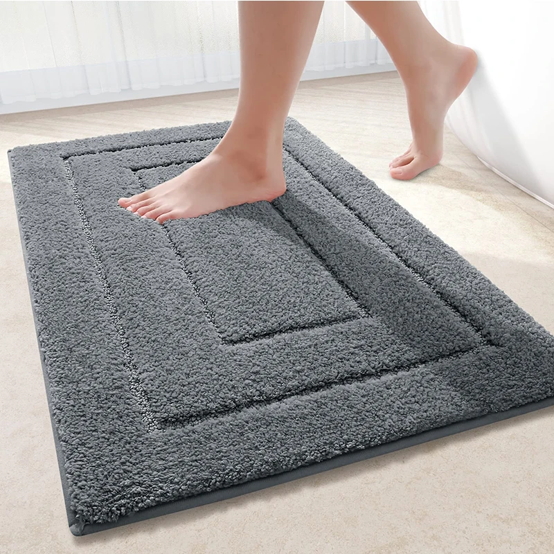 Homaxy Double Frame Velveteen Bathroom Mat Floor Indoor Non Slip Door Dirt Trap Absorbs Water Comfortable