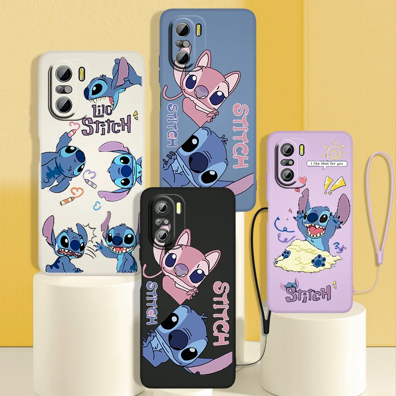 

Disney Lilo & Stitch Phone Case For Redmi K50 K40 Gaming K30 K30S 10 10C 10X 9A 9 9T 9C 9AT 8 8A 5G Liquid Rope Cover