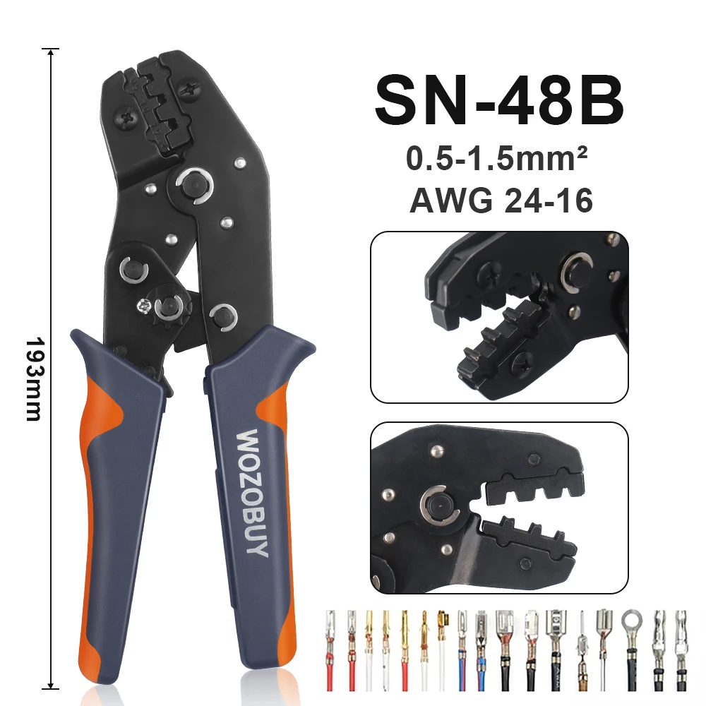 Crimping Tool Set Wire Crimper With 164 Pcs Heat Shrinkable Tubes 4Pcs Die Works For Non-insulated &amp Cord End Terminals