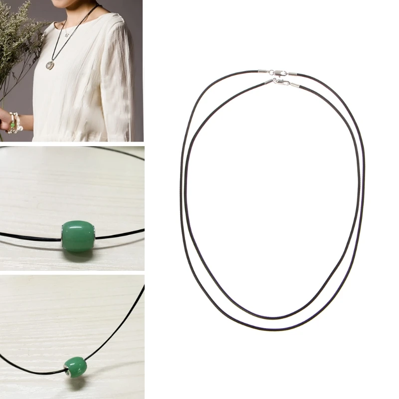 

Braided Silk Leather Rope Chain Necklace with Lobster Claw Clasp for Men 40GB