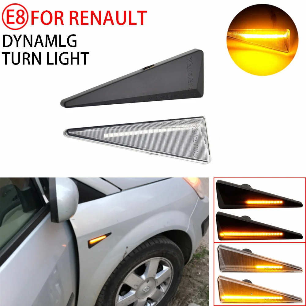 

1Pair Dynamic LED Flashing Turn Signal Side Marker Lamp Light For Renault MK4 Vel Satis Wind Avantime Megane 2 Scenic 2 Espace 4