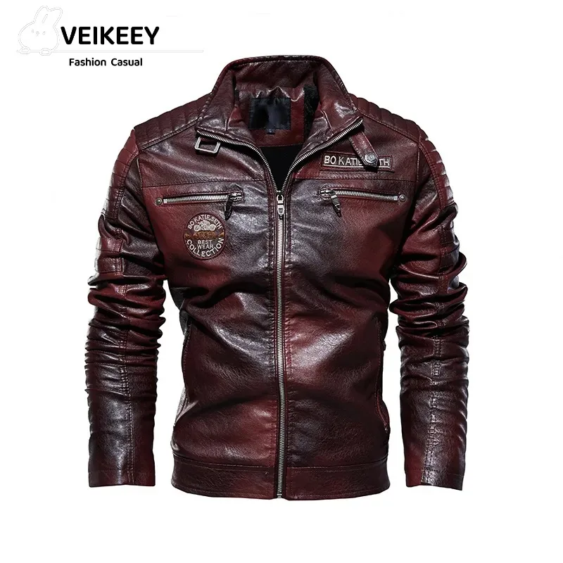 

2023 Leather Jacket Men Winter Fleece Motorcycle Faux Leather Jacket Removable Fur Collar Windbreaker Ropa De Hombre Slim Coat