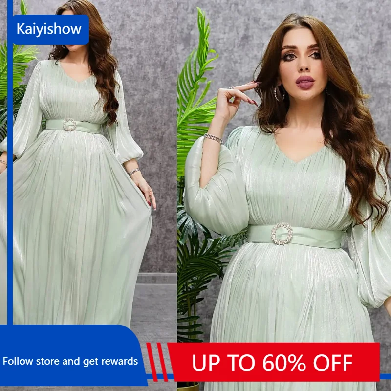 Muslim Fashion Hijab Dubai Abaya Long Dresses With Sashes Islam Clothing African Party Dresses for Women Robe Musulman Djellaba