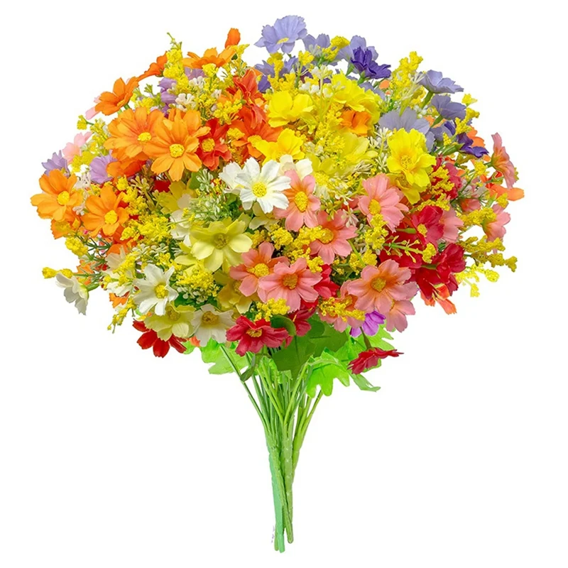 

Daisy Artificial Flowers 6Pcs Fake Flowers Plastic Bushes Indoor Outside Farmhouse Garden Plan Decor Green Shrubs
