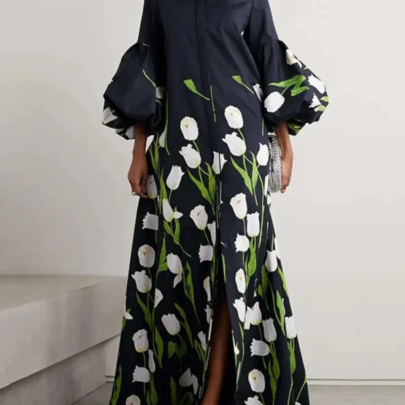 Beautyblue элегантный плащ с цветочным принтом платье на пуговицах повседневное