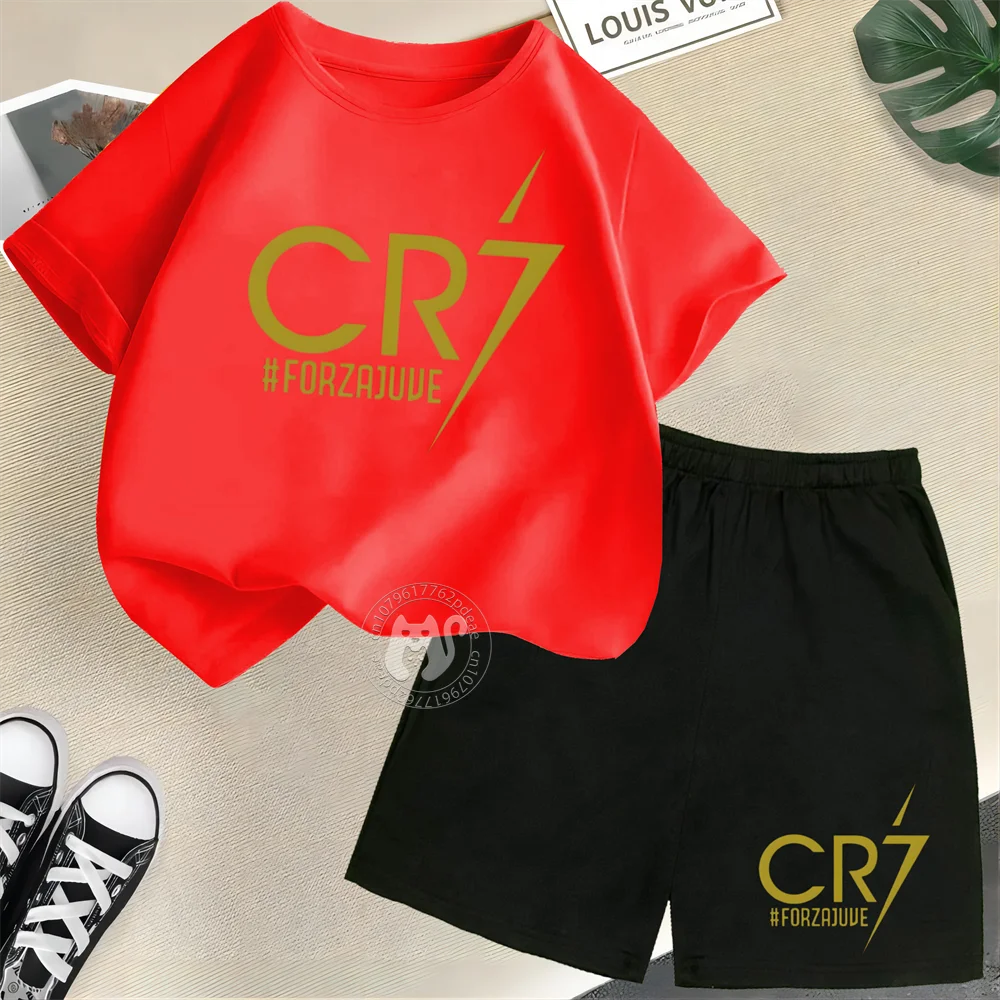 Повседневный хлопковый футбольный трикотаж с короткими рукавами и шортами