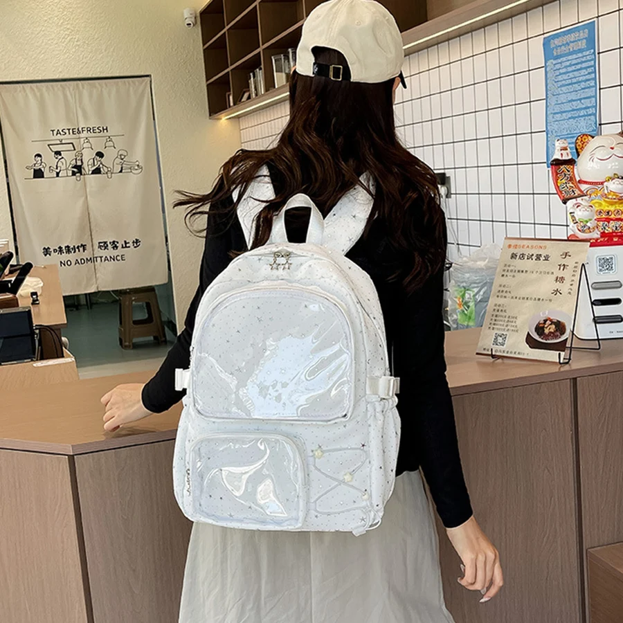 Фото Японский рюкзак Kawaii Itabag для женщин, новый прозрачный рюкзак Star, женский рюкзак Ita большой вместимости, школьные сумки для студентов колледжей JK №3