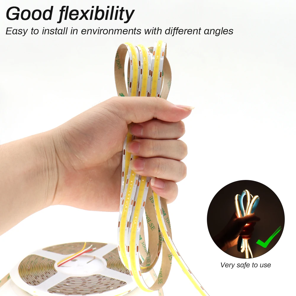 3 мм 5 COB Светодиодная лента 12 В 24 с регулируемой яркостью 3000K 4000K 6000K Гибкая