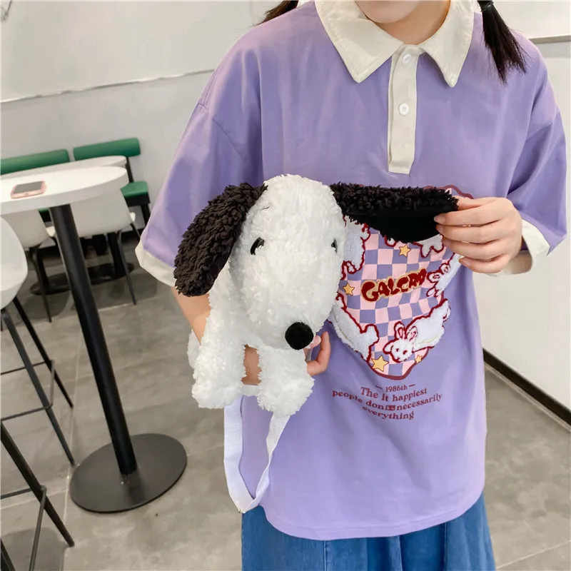 

Забавная прекрасная мягкая набивная сумка 33 см с изображением белых собак, Детский плюшевый рюкзак с собакой для девочек, подарок на день рождения и Рождество