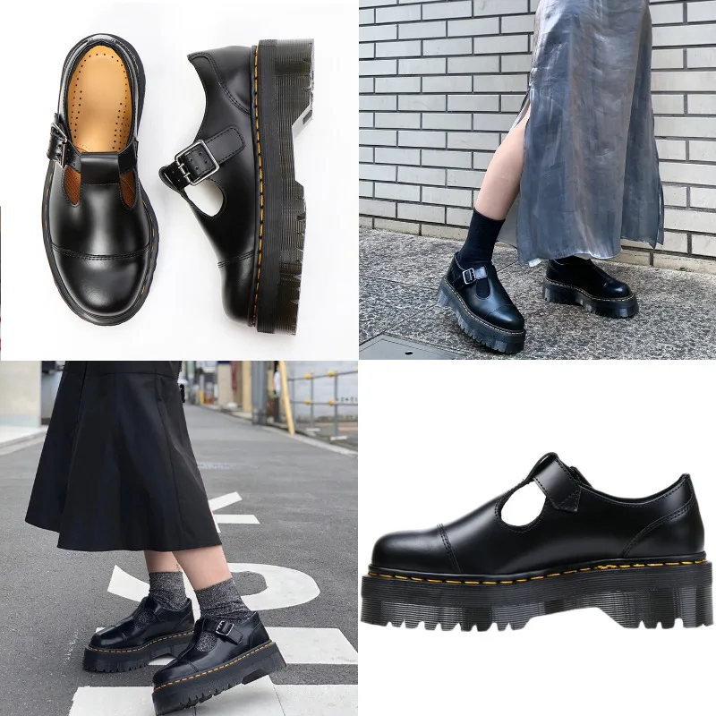 

Single-button Mary Jane chunk-soled punk Martin shoes women's low-top genuine leather British round-toe casual student muffin