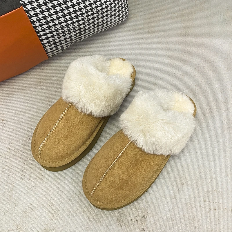 

Women's Keep Warm Furry Winter Home Elastic Band Rubber Slippers Platform Plush Slipper Bedroom Heated cotton Light Soft Shoes