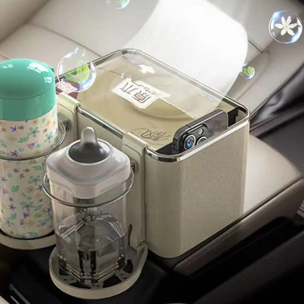 

Multi-function Car Storage Box Armrest Organizers Car Interior Stowing Tidying Accessories for Phone Tissue Cup Drink Holde O8V4