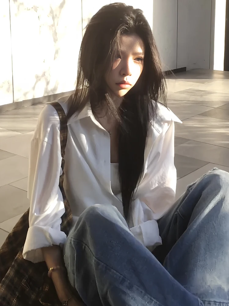 Белые рубашки с длинными рукавами Idle Sle верхняя одежда для женщин новинка весны и