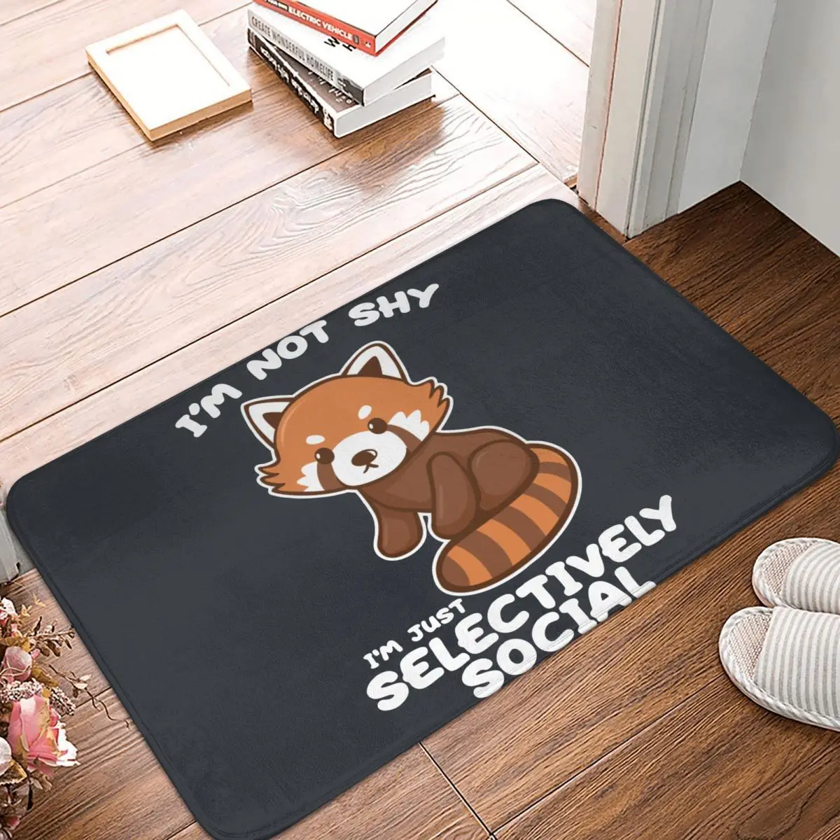 

Shy Red Panda Non-slip Doormat I'm Not Shy Just Selective Social Bath Kitchen Mat Prayer Carpet Flannel Modern Decor