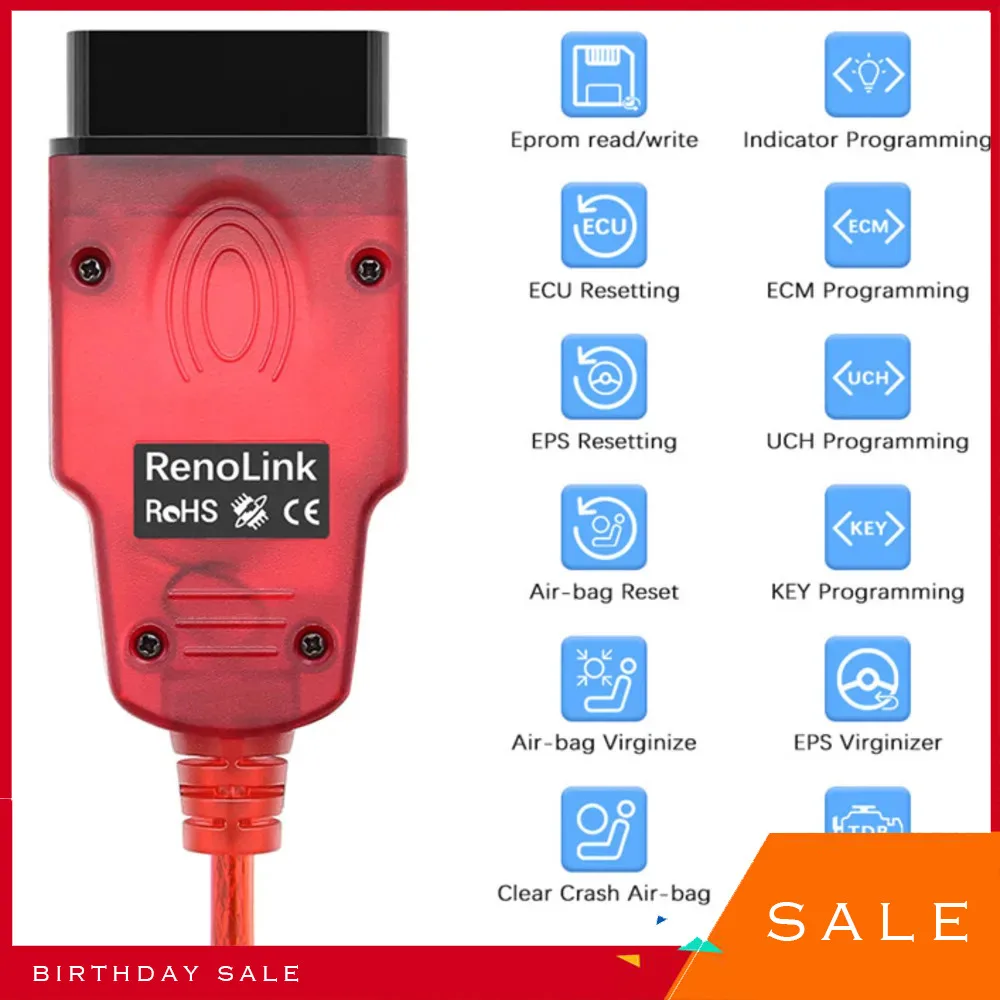 Лучший Renolink V1.99 для Renault OBD2 ECU Programmer Reno Link 1.99 USB диагностический кабель кодирования