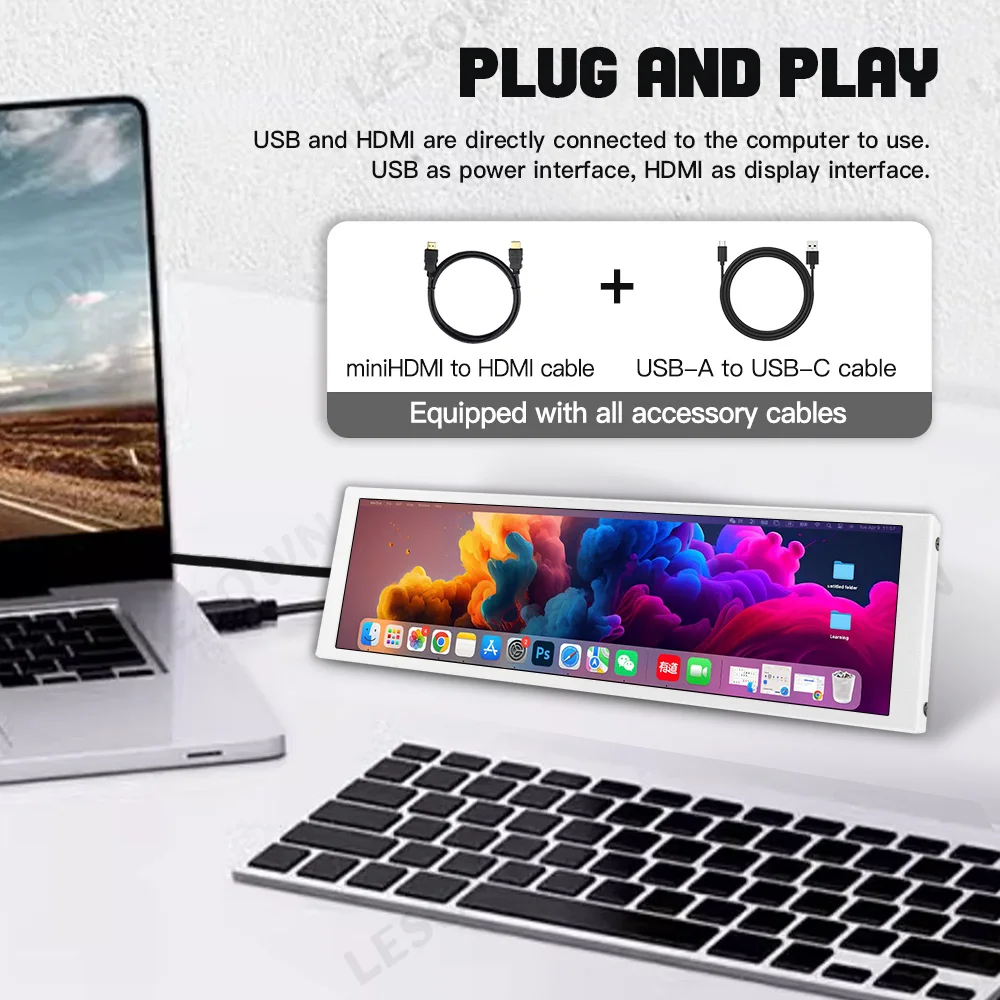 Фото Экран LESOWN Screen Zero Setup белый 7,9 дюйма для Raspberry Pi DIY, miniHDTV 400x1280 60 Гц №2