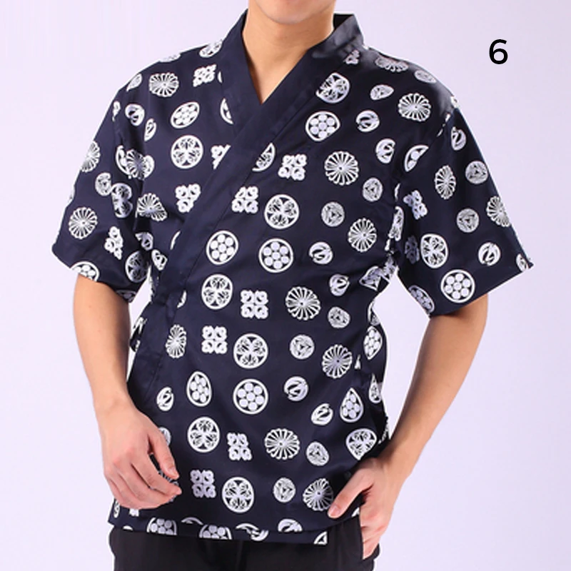 Рубашки для работы с суши-рестораном форма шеф-повара топы коротким рукавом и